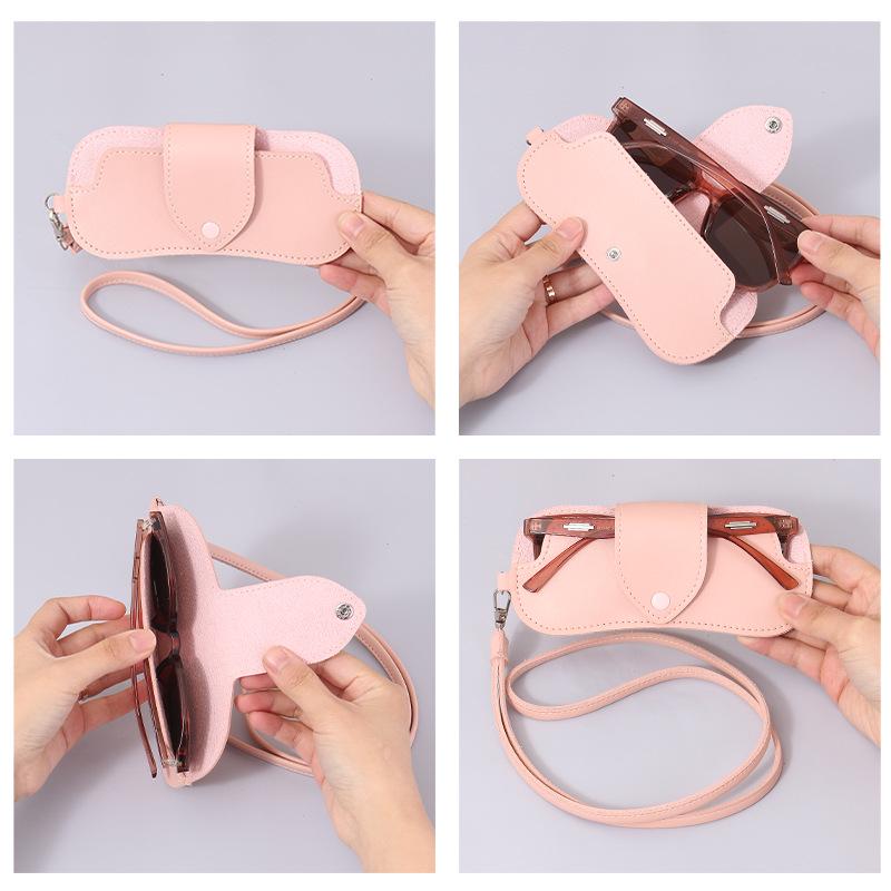 PU Leather Large Capacity Travel Neck Hanging Eyeglasses and Sunglasses Protective Case