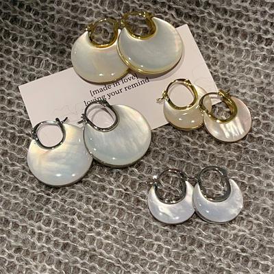 Natural Double-Ided White Beimu Ear Buckle New High-End Heavy Indutry Peronalized Earring For Women