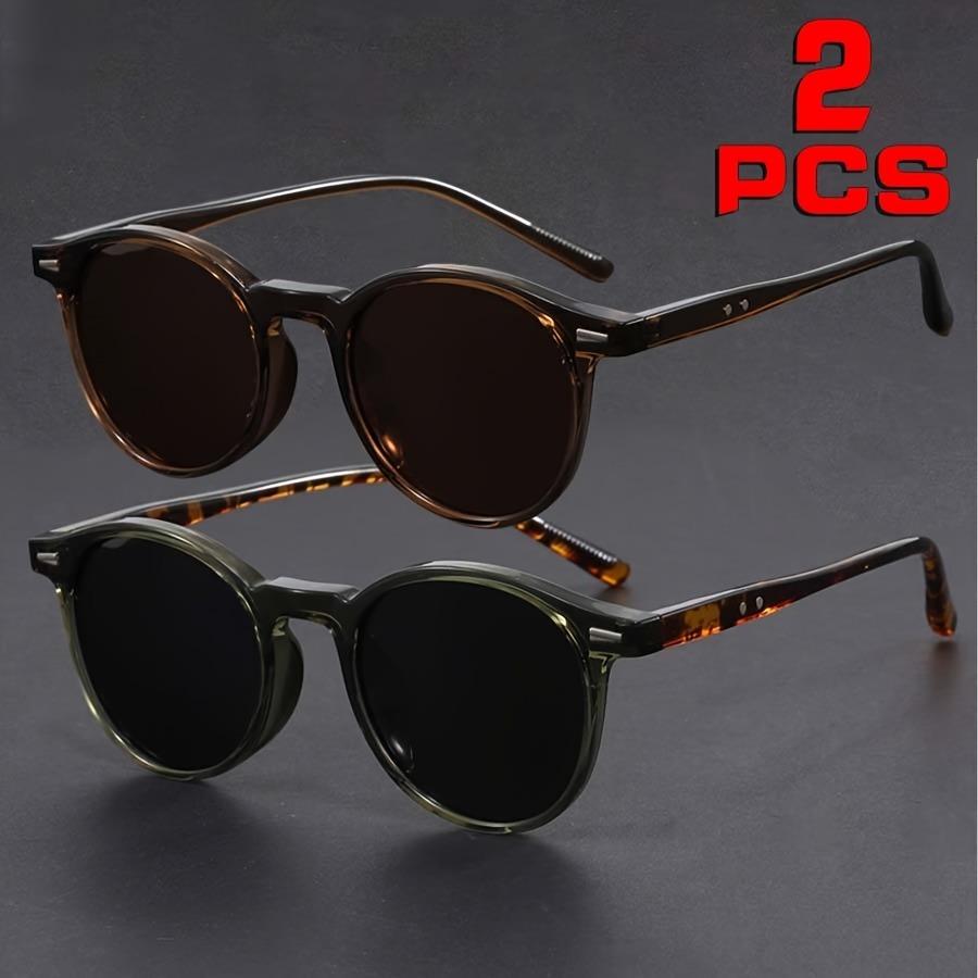 2 Pairs of Neutral Fashion Classic Glasses Essential for Street Pography and Parties