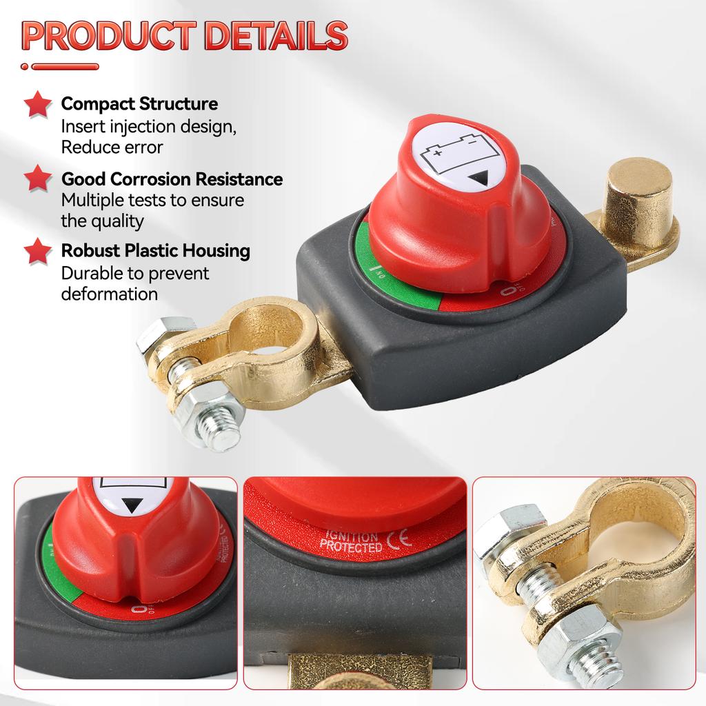 Battery Disconnect Switch Heavy Duty Switch Disconnect Isolator Metal Side Post Battery Disconnect Switch Multipurpose Battery