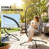 Hanging Egg Chair, Indoor Outdoor Swinging Hammock Chair with Stand, Foldable Basket, Side Pocket, Dark Grey