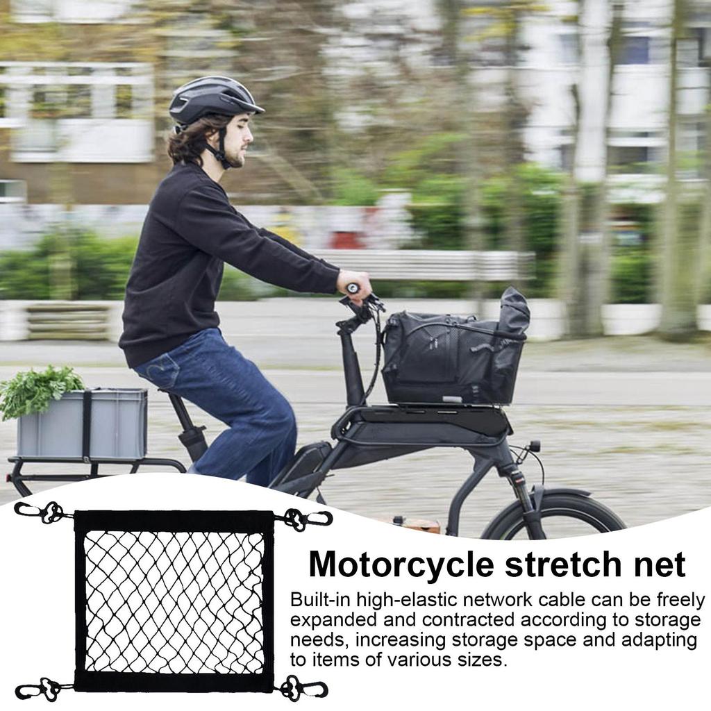 Motorcycle Cargo Net High Elastic Double Layer Motorcycle Net For Helmet Storage BungeeCargo Net With Hooks Luggage Net