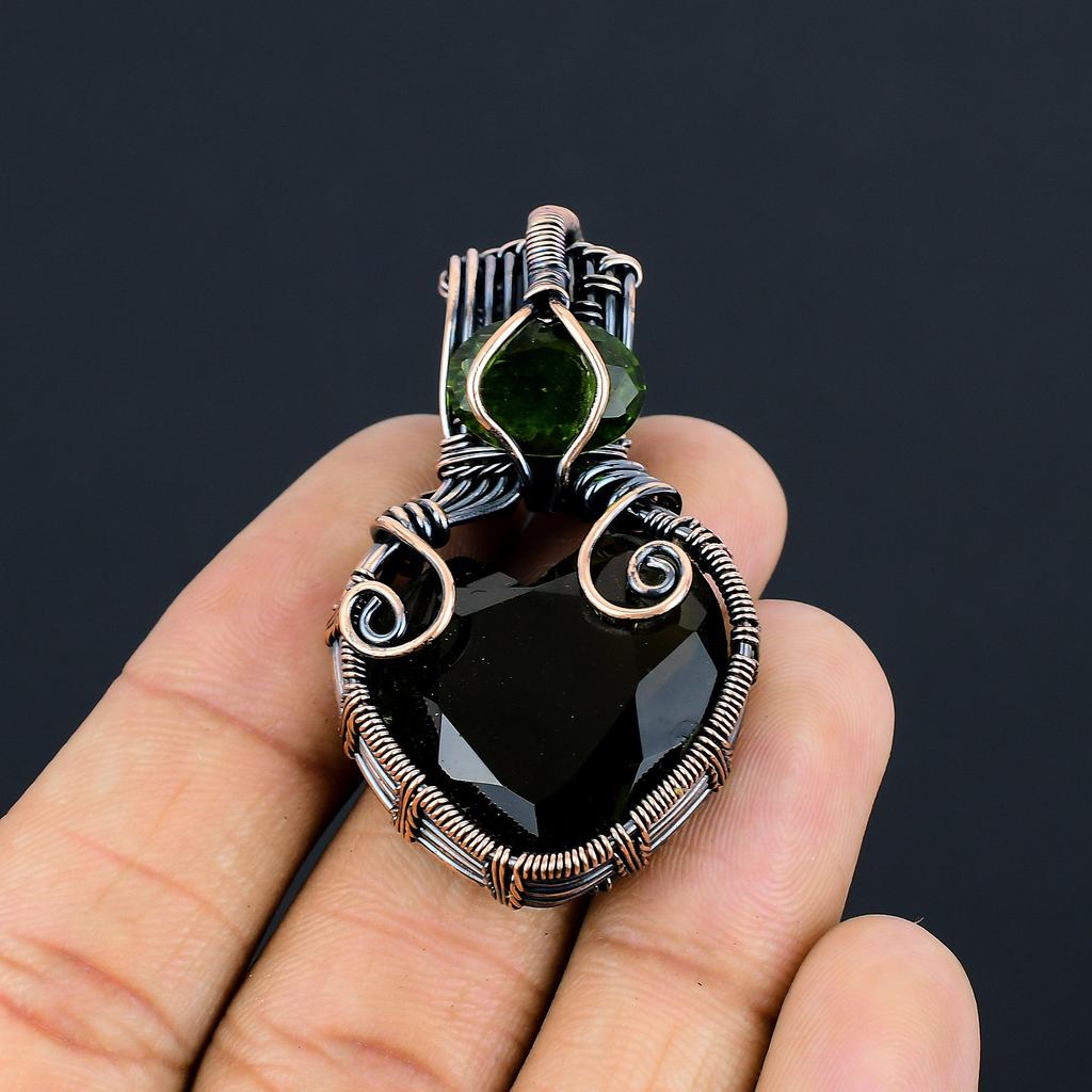 Peridot Handmade Copper Wire Wrap Gift Jewelry Pendant 2.05" P9h23