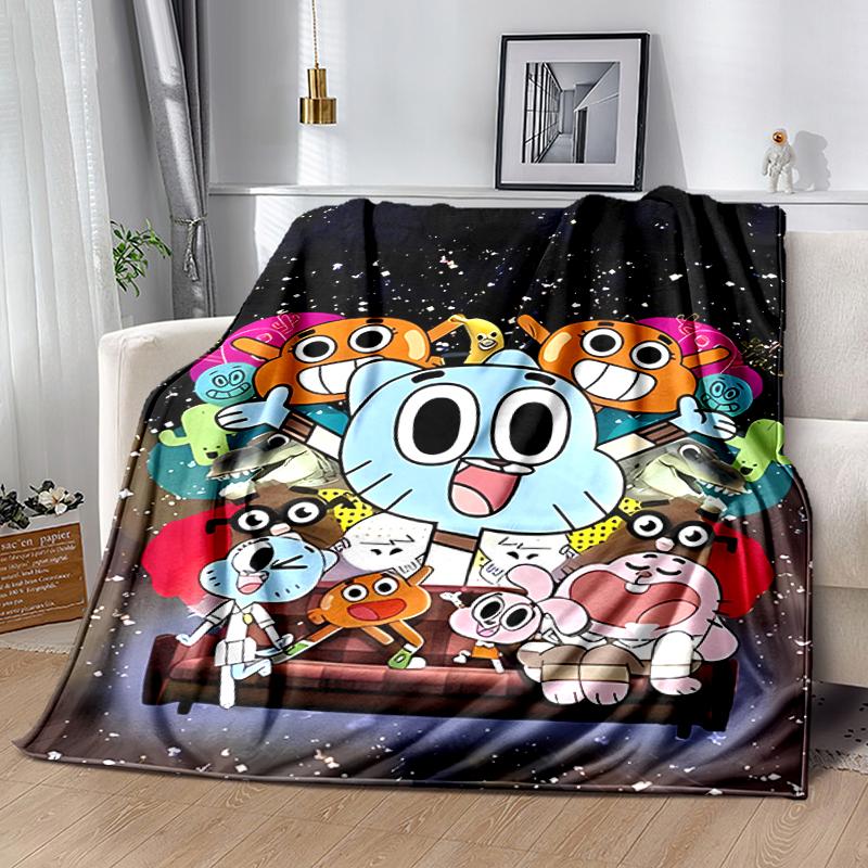 1pc Blanket The Amazing World of Gumball1 Print Design, Lightweight Blanket for Sofa, Bed- Soft &Warm, Gift for All Seasons Like Christmas, Halloween