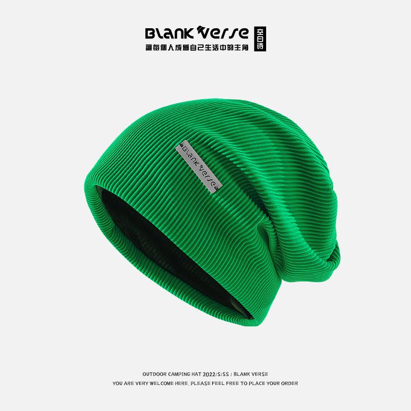 Lazy wind black pile hat women's autumn and winter fashion pullover confinement hat big head circumference showing face small bag head hat