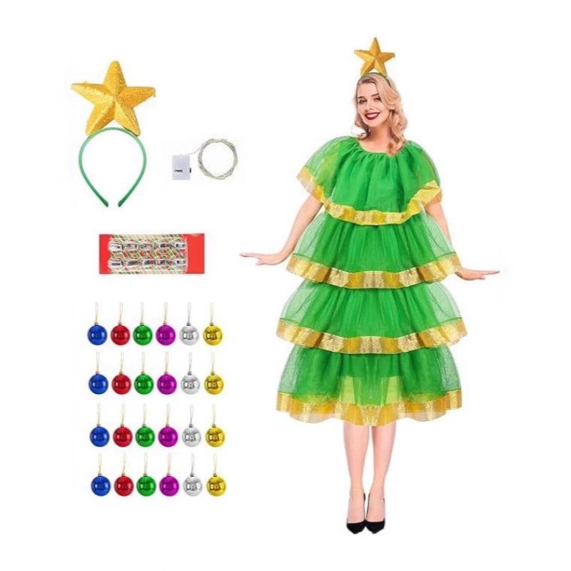 Christmas, Adult Cute Green Elf Christmas Tree Costume Christmas Day Costume