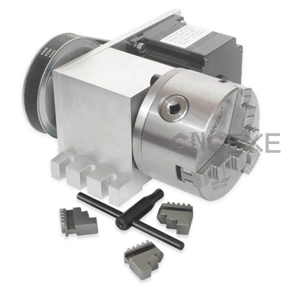 CRA068 CNC 4th Axis Rotary Dividing Head with 3/4 Jaw 100 Chuck & 86 Stepper Motor (4:1 Ratio)