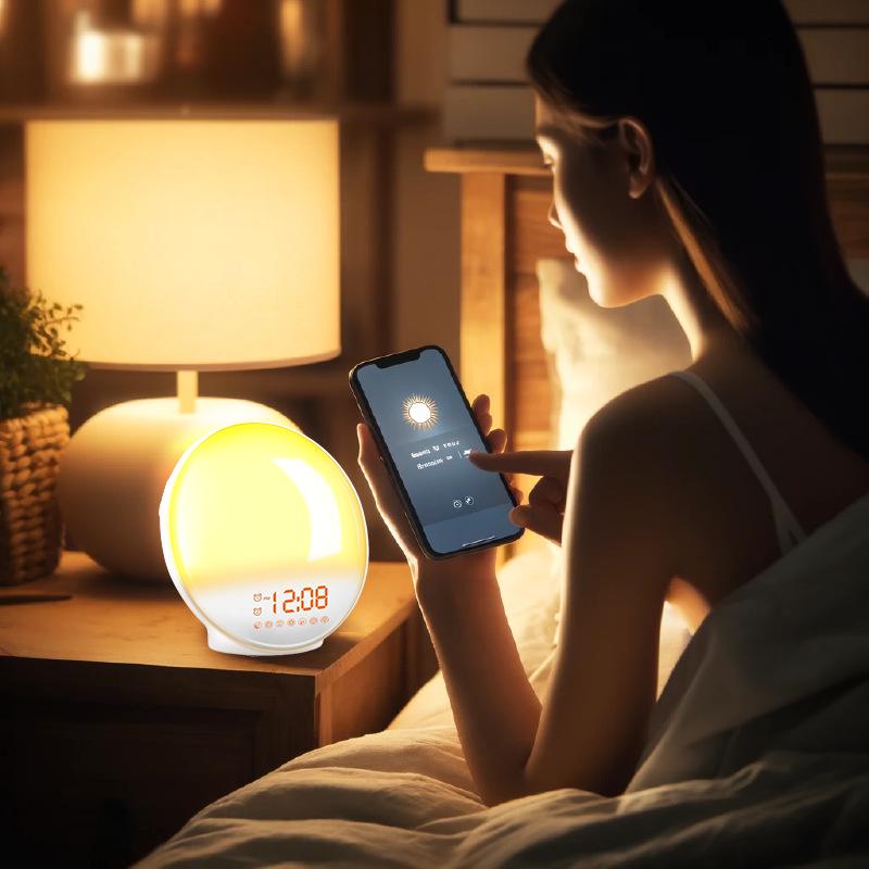 LED Sunrise Wake-Up Light with Dual Alarm Clock and Bedside Night Light