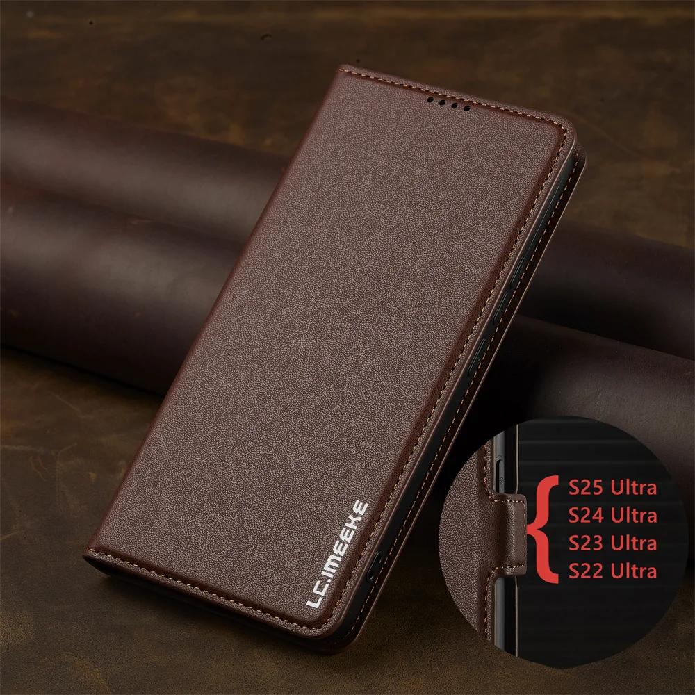 Flip Lederhülle für Samsung Galaxy A15 A35 A55 A14 A34 A54 A56 A16 A36 S25 S24 S23 Ultra S22 S21 Plus S20 FE Handykartenhülle