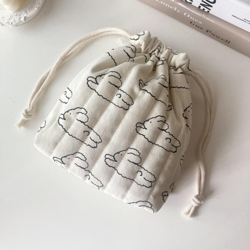 Rabbit Pattern, Quilted Cotton Drawstring Bag, Mini Bag, Travel Cosmetics Storage Bag, Drawstring Drawstring Storage Bag