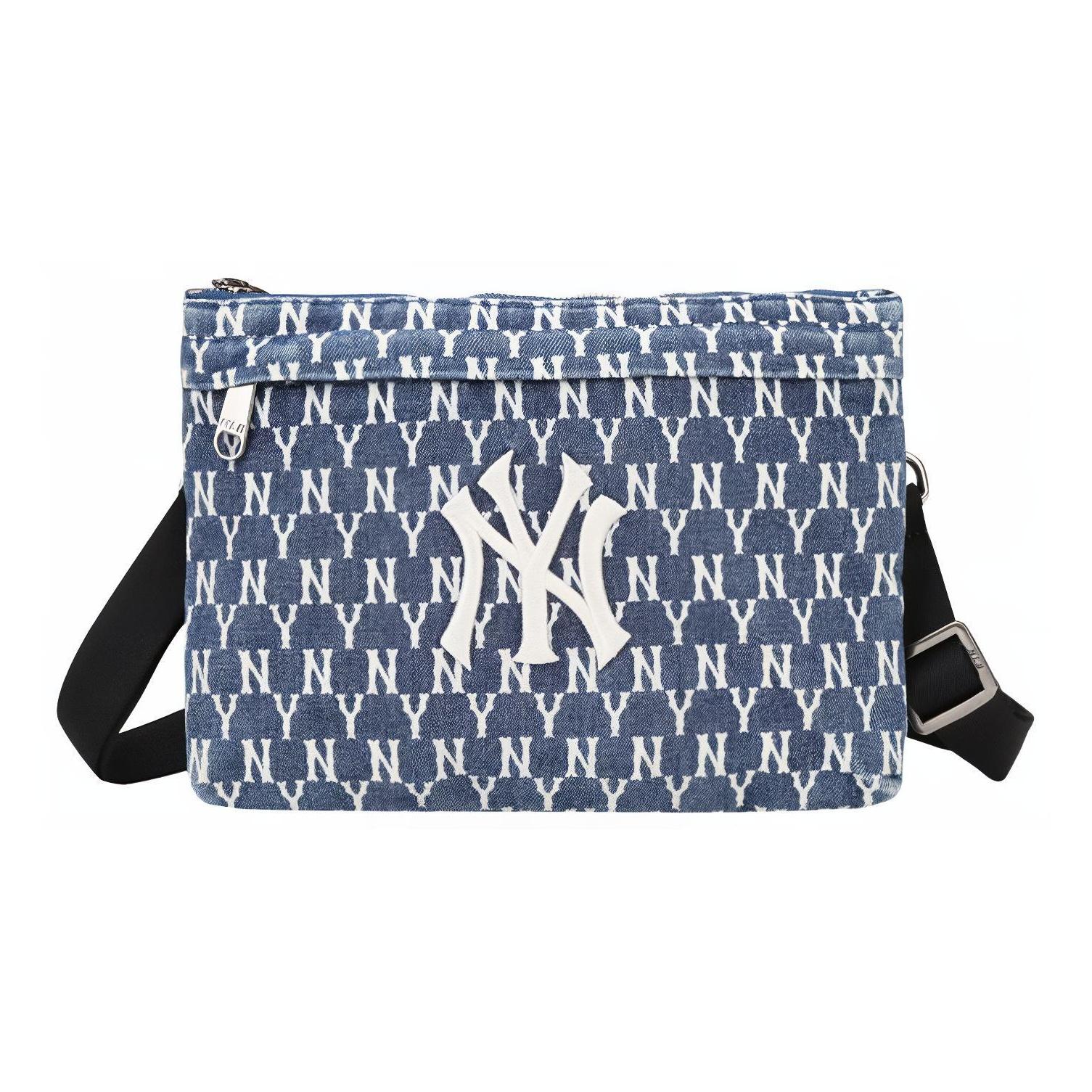MLB Vintage Floral NY Yankees Zipper Shoulder Bag Unisex Shoulder Bag Denim-Blue 32BGDX011-50U Denim Blue