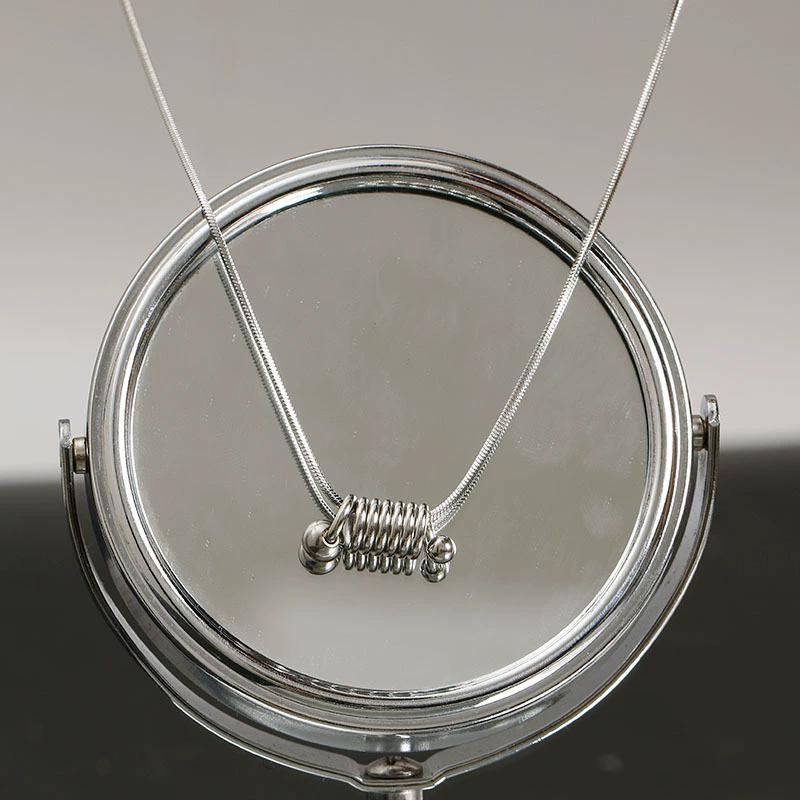 Stainless SteelMinimalism Coil Spring Shape Charms Snake Bone Chain Choker Necklaces Pendant For Women Accessories