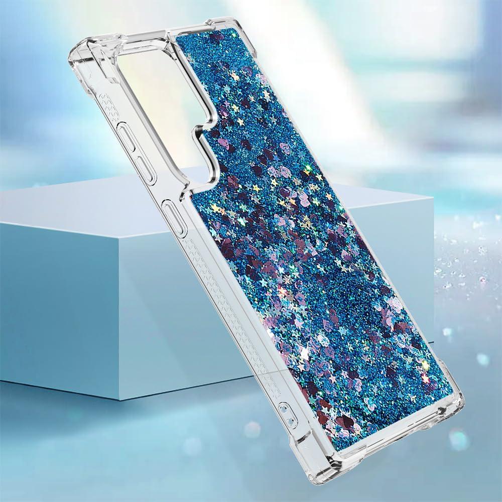 Compatible with Samsung Galaxy S24 Ultra Liquid Case Glitter Cute Clear Phone Case Shiny Quicksand Shockproof Protective Soft TPU Girly Women Case