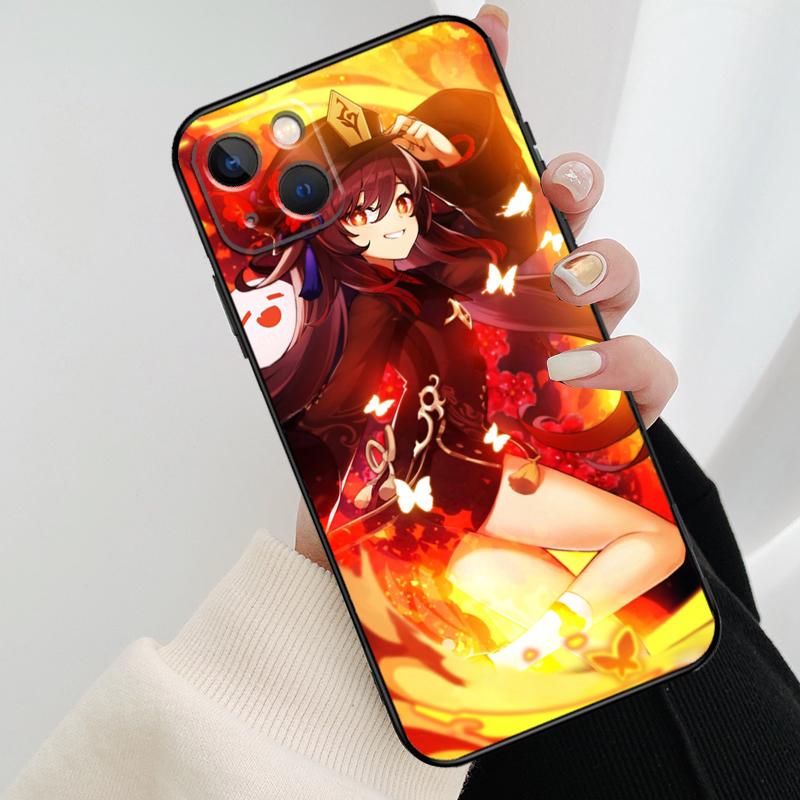Hu Tao Genshin Impact Phone Case For iPhone 16 Pro Max 14 13 12 11 15 Pro Max Mini XR 15 16 Plus 16e Cover Coque