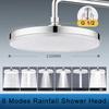 New 6 Modes Large Flow Supercharge Rainfall Shower Head 230mm Round High Pressure Top Spray Rain Showerhead Bathroom Accessories