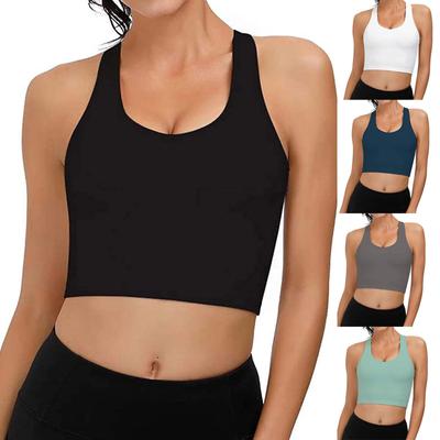 Fashion Women Sleeveless Casual Vest Ladies Chest Pad Movement Short Tank Tops