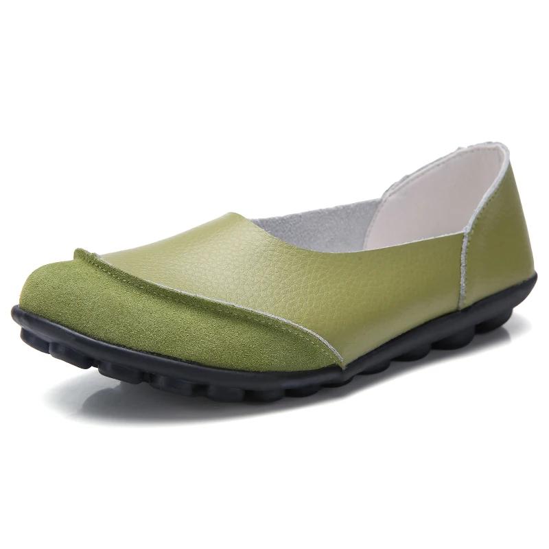 Fashion Genuine Leather Casual Bean Shoes Women Lightweight Slip-on Spring Bean Loafers Ladies Non-slip Moccasins Walking Shoes