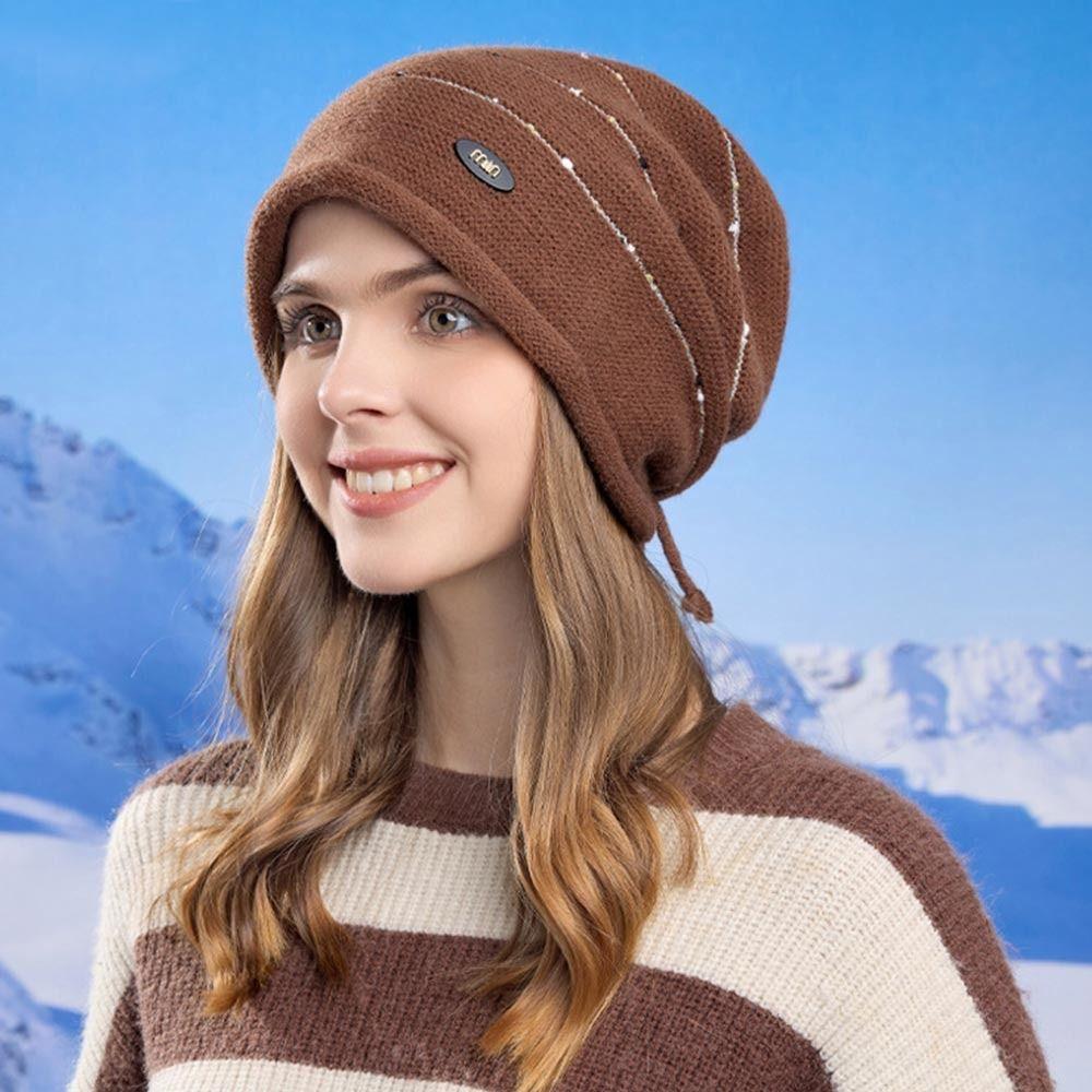 Short Brim Winter Knitted Hat Soft Bonnet Casual Beanies  Outdoor