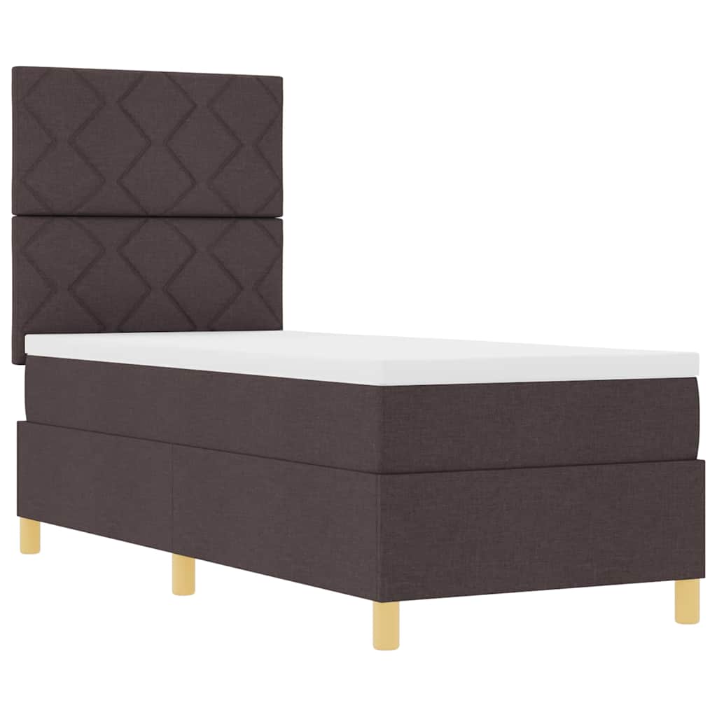 Boxspring Bed with Headboard Dark Brown 80 x 200 cm Fabric