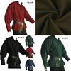 Medieval Renaissance Men Stand-up Collar Knight Top Lace Up T-shirt Costume For Stylish Cosplay
