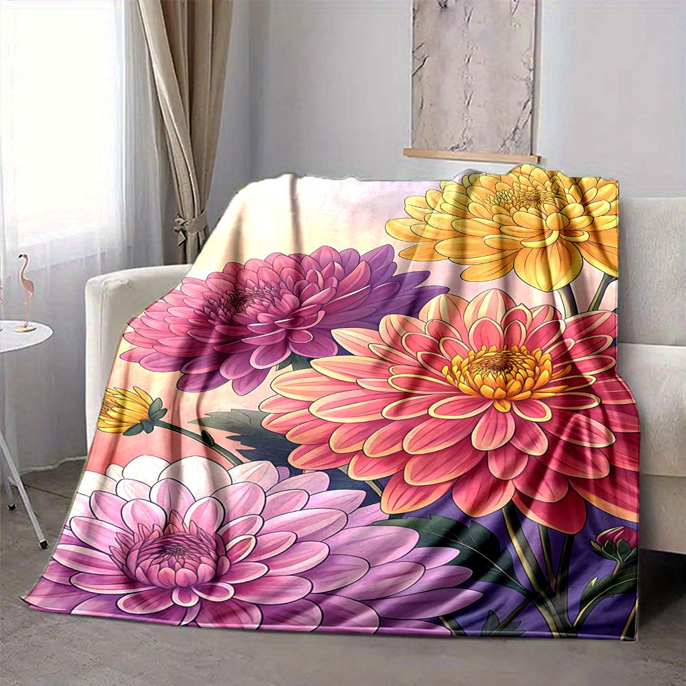 1pc Chrysanthemum Flowers Blanket Warm, Cozy, And Soft, Suitable for Sofas, Beds, Cars, And Office Use.Perfect for Camping And Travel, Making It a Gre