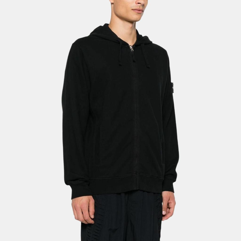 Stone Island Dyed Zip Hoodie Black Unisex Tops 811563520-V0029