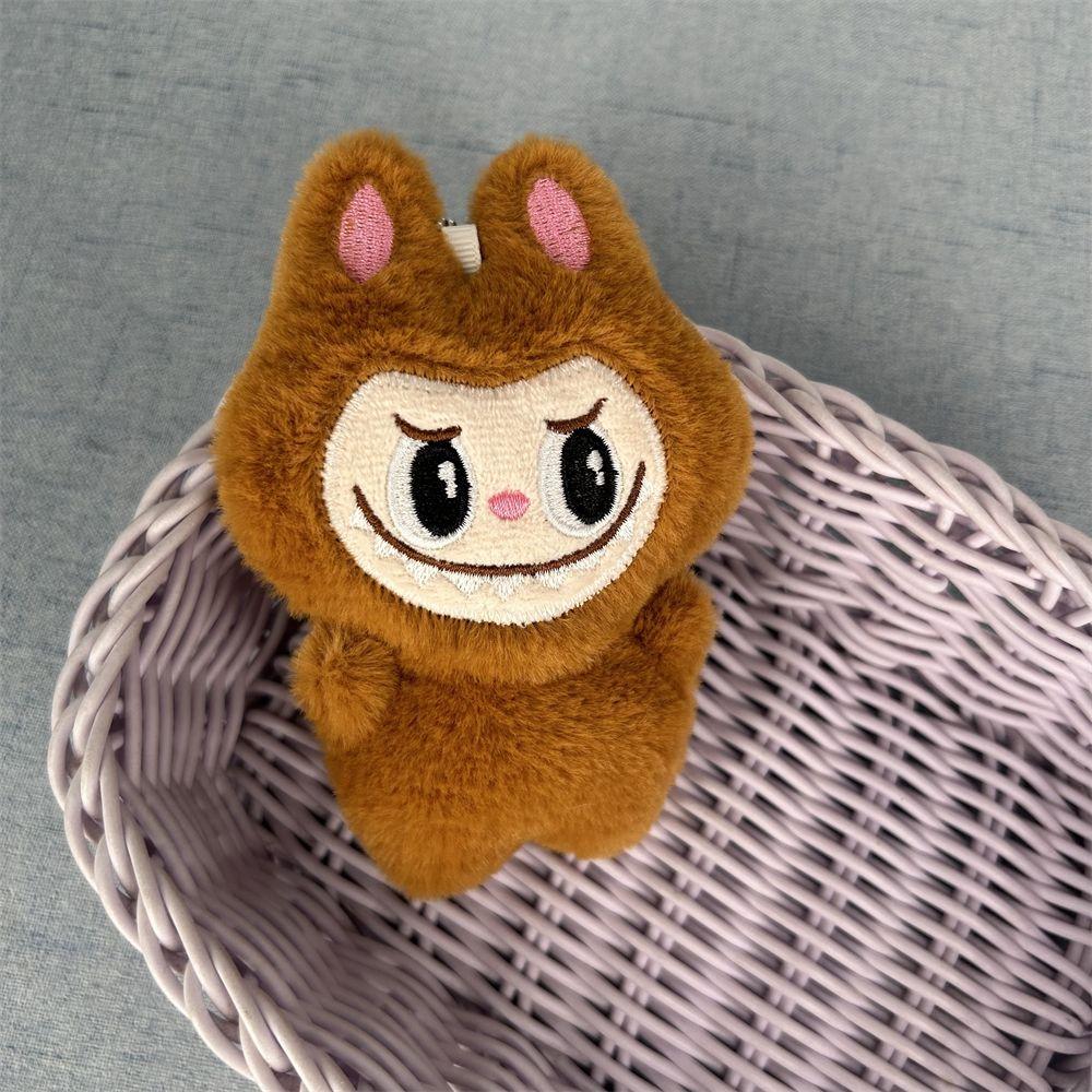 

Кукла Лабубу, кулон с цепочкой из бисера, сумка, аксессуары, кулон с ключом, кукла-украшение из ткани Лабубу коричневый