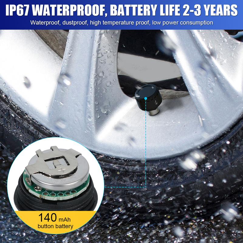 External Android/IOS Car Tire Pressure Sensors Bluetooth 5.0 Tire Pressure Monitoring System Mobile Phone APP Display TPMS