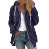 Women's Fashion Stitching Loose Hoodies Long Sleeve Plush Zipper Coat