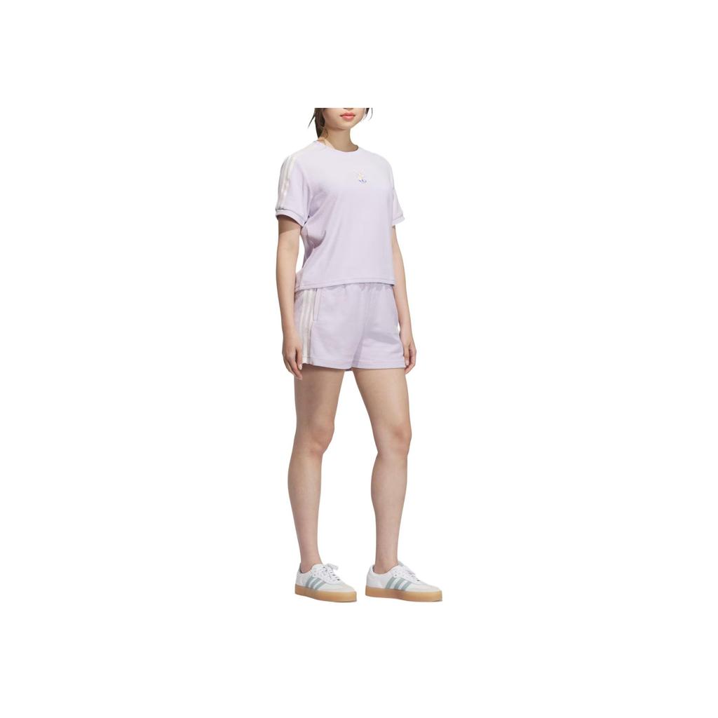 adidas Originals Graphic T-Shirt Comfortable Soft Skin-Friendly Fashion Short Sleeve Regular T-Shirt Women Tops Light-Purple KB8961