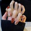 Xiaohongshu Trendy Wine Red Gradient Wearable Nail Tips for a Spicy Look