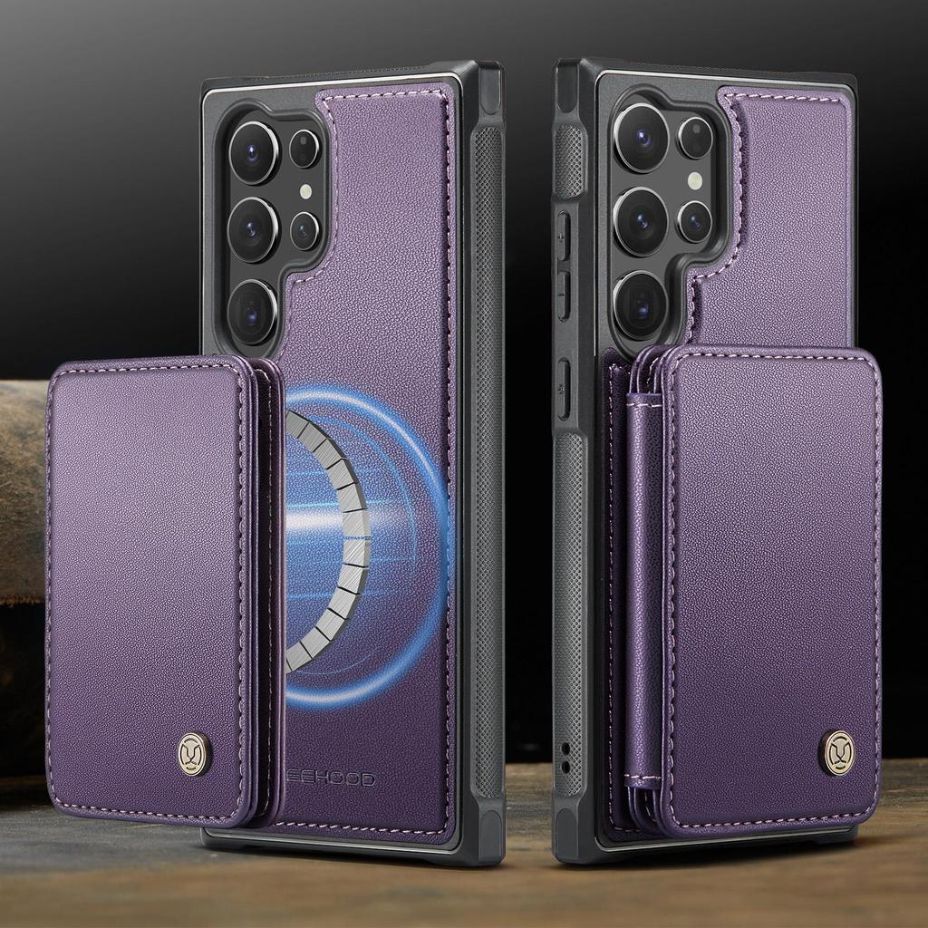 JEEHOOD-J05 for Samsung Galaxy S26 Ultra S25 S24 Plus FE Removable 2-in-1 Separable Flip Wallet Premium PU Leather Case Card Holder Phone Back Cover