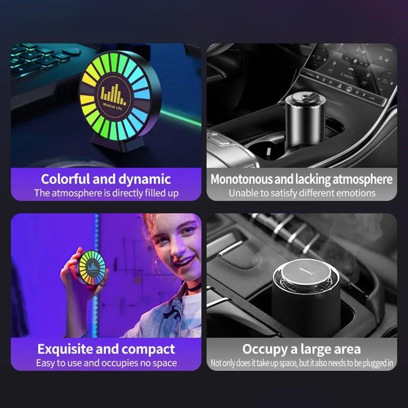 2-in-1-Auto-RGB-Atmosphären-Musiklicht und Auto-Aromatherapie, sprachgesteuertes Pickup-Licht, dekoratives Desktop-Licht