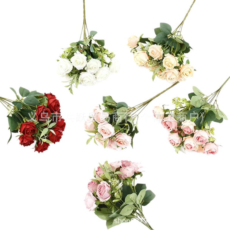 10-Head Austin Rose Silk Flowers for Wedding and Home Décor 10-Head Austin Rose - Deep Pink 1541