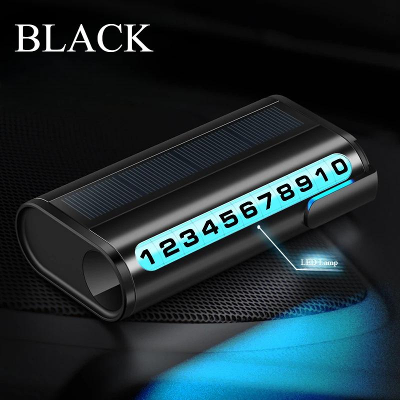 Temporary Parking Card Luminous Auto Parking Card Solar Charging Temporary Stop Phone Number Card for Car Interior Decor
