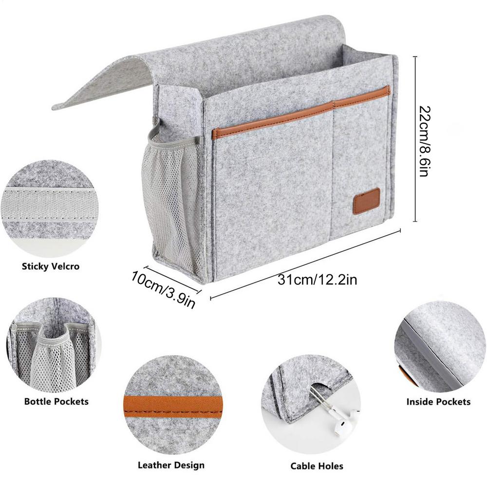 Sofa Armrest Storage Bag Felt Bedside Pocket Multi-Pocket Sofa Armrest Organizer Armchair Remote Control Storage