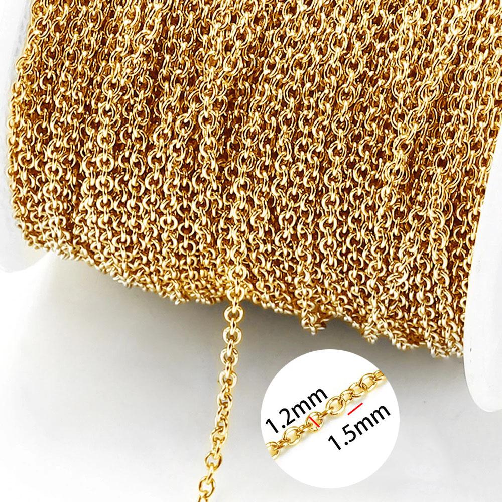 No Fade 1M 2Meter Stainless Steel Gold Plated Lips Chains DIY Chain for Needlework Necklace Bracelet Jewelry Making Accessories