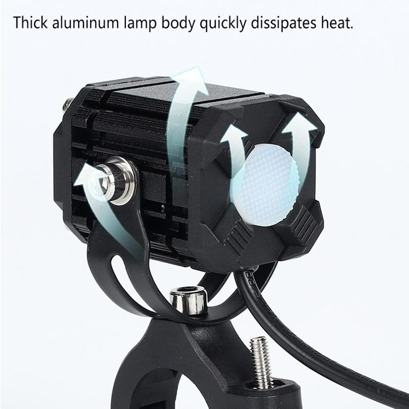 Motorcycle Led Auxiliary Headlight Spotlight Dual Color White Yellow Hi/Lo Beam Bright Driving Fog Light Waterproof Universal