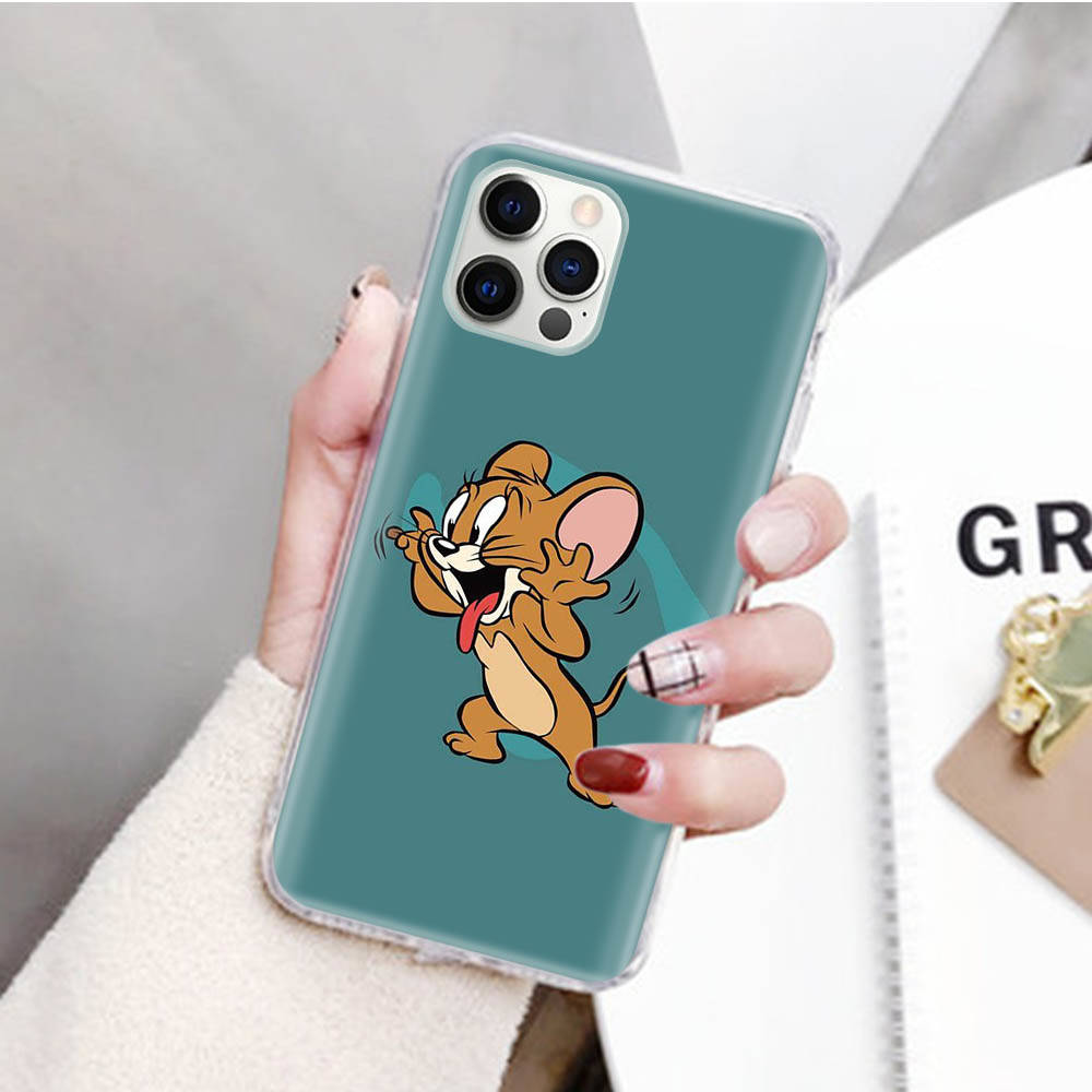 JT49 Tom and Jerry Transparent Case for Samsung A04 A14 A23 M33 M53 Realme 10 9 C35 C55 VIVO Y02 X80 Infinix Hot 30 Note 11 Tecno Spark 8P Pro