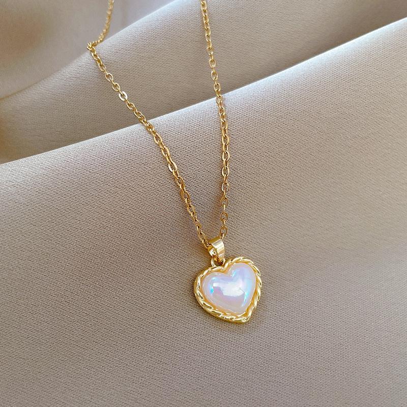 Titanstahl Liebe Meerjungfrau Ji Leichter Luxus Temperament Wunderschöne Voll Diamant Halskette Damen Vielseitige Schlüsselbeinkette Titanstahlkette