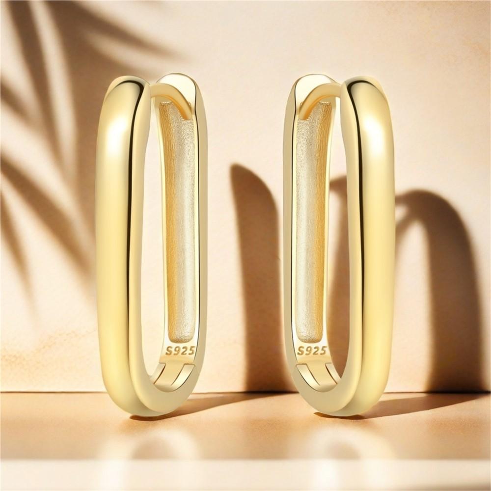925 Sterling Silver Simple Gold U-shaped Earrings Jewelry Versatile Hoop Earrings for Women Jewelry Fine Birthday Party Gifts
