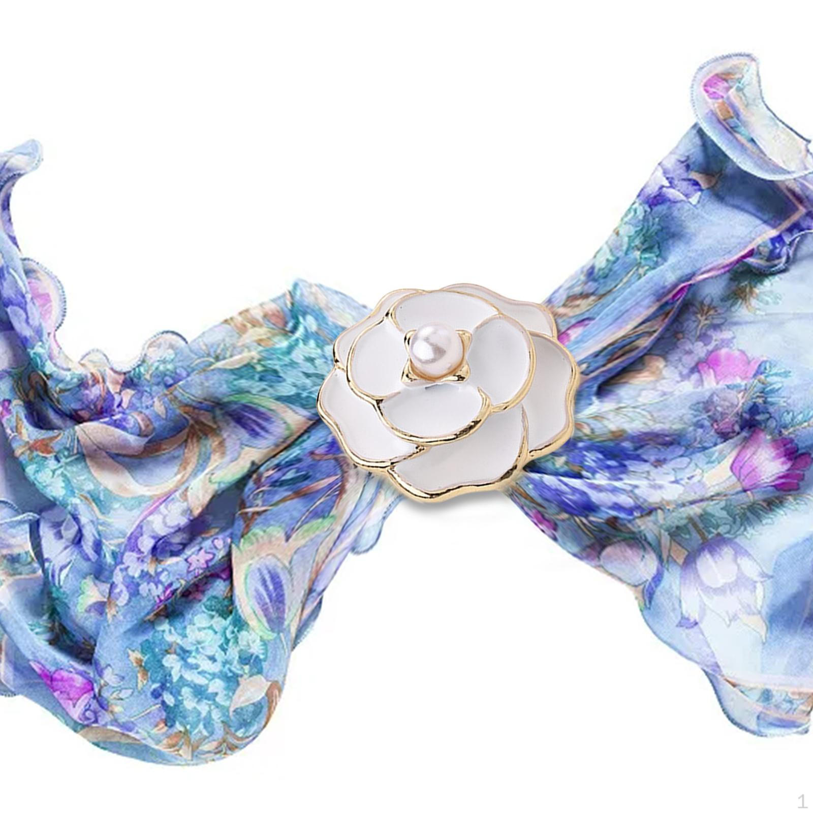 

Scarf Buckle Floral Clip Silk Clothes чорний