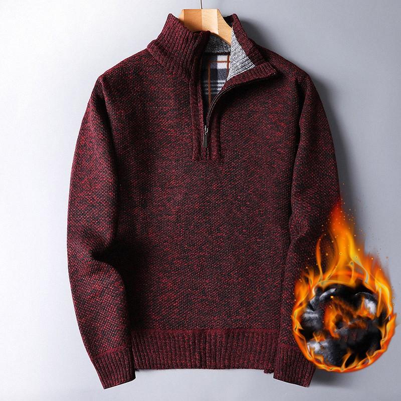 

Мужской осенне-зимний утолщенный флисовый свитер на половину молнии, свободный пуловер, вязаная куртка M