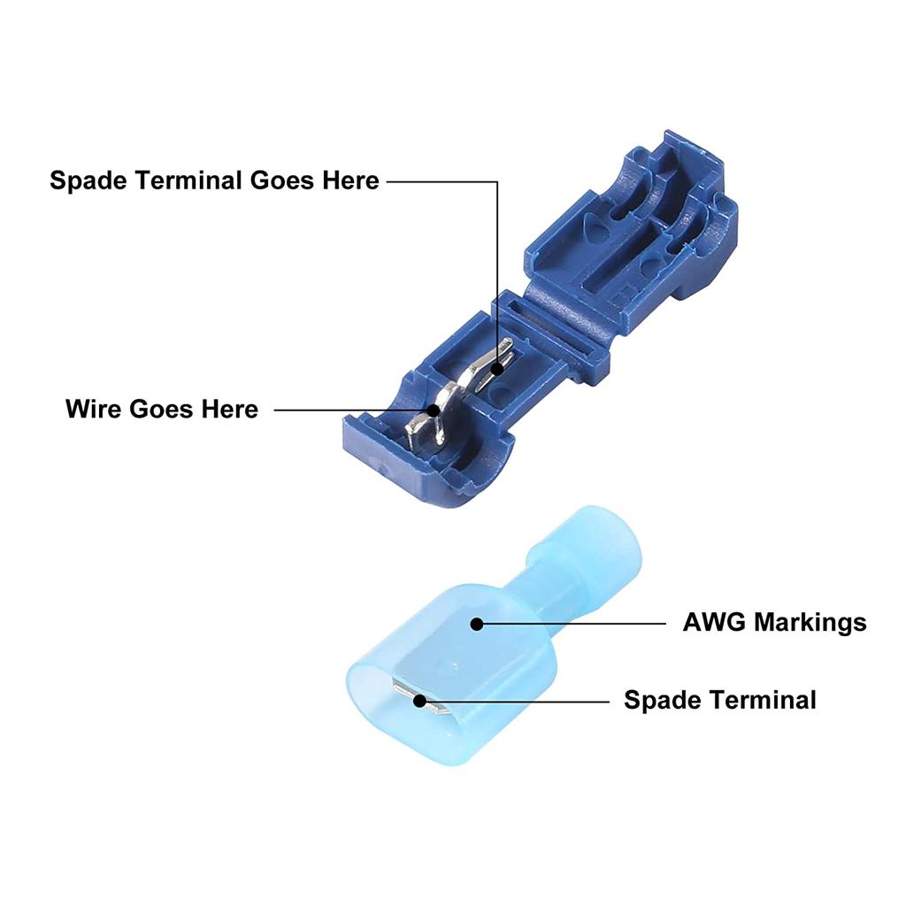 30/50pcs T-Tap Wire Connectors Self-Peeling Quick Splice Wire Terminal Insulation Male Quick Disconnect Spade Terminal Combo Kit