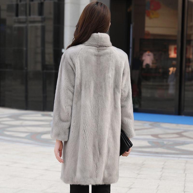 Imitation Mink Coat Women's Long Imitation Fur Coat Velvet Imitation Mink Hair Imitation Fur Women's Stand-up Collar