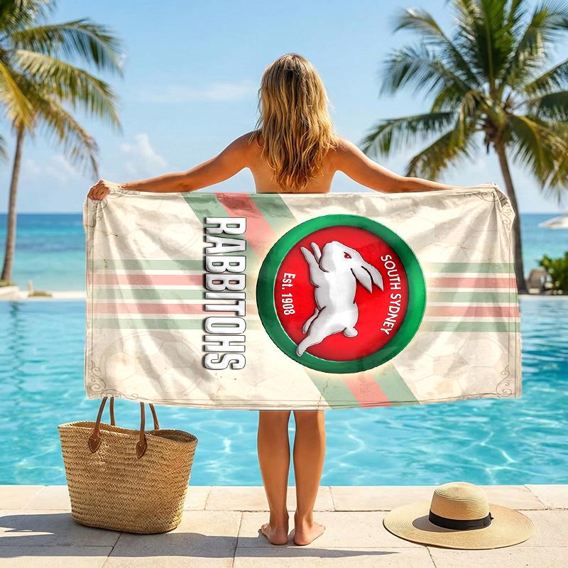 South Sydney Rabbitohs Fashion Beach Towel Portable Soft Quick Dry Towel For Swimming Camping Holiday Use