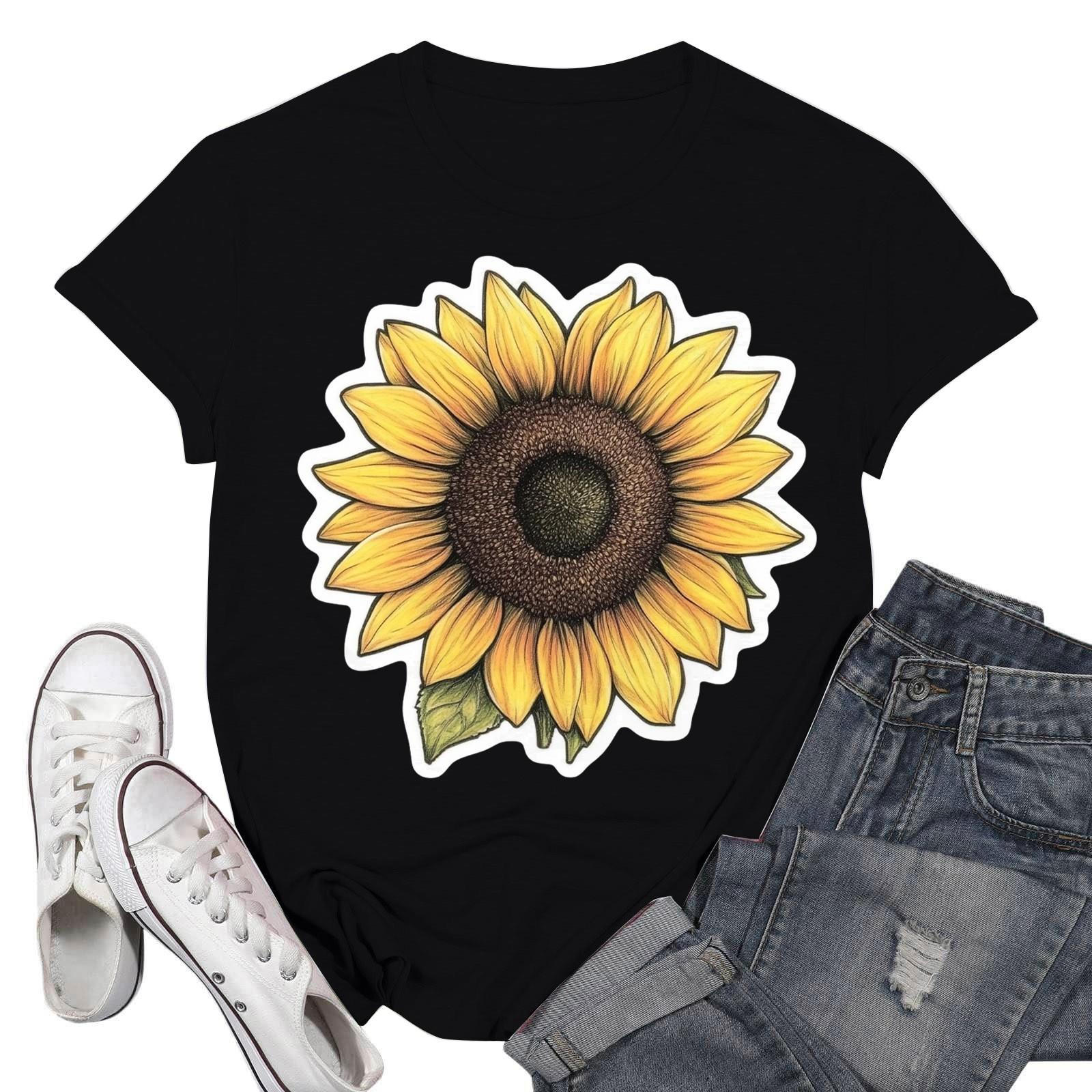 

Женские модные повседневные пуловеры с короткими рукавами и круглым вырезом с принтом XL чёрный