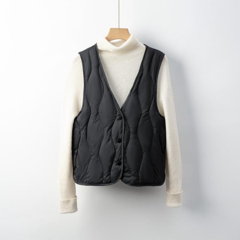 Down Vest Women's V-Neck Lightweight Sleeveless Vest for Fall/Winter Lightweight Sleeveless Vest