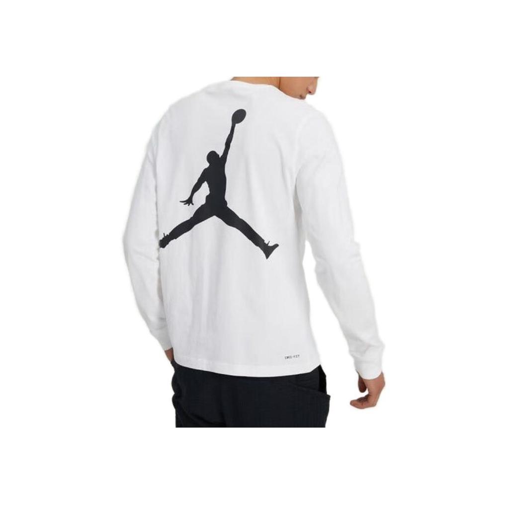 Jordan Amerikansk Retro Bogstavmærke Logo Print Rund Hals Langærmet T-shirt Herre Toppe Hvid DV8447-100