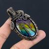 Multi Fire Labradorite Pendant Gemstone Jewelry, 999 Copper Wire Wrapped Pendant, Gift For Women Handmade Pendant